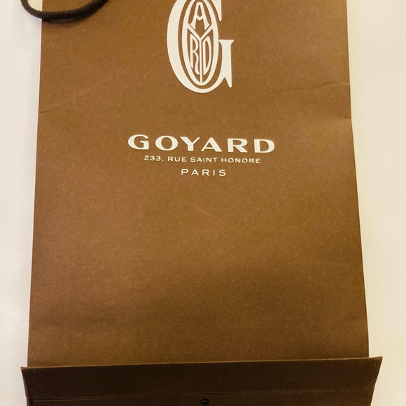 Classic Goyard Paris brown paper shopping tote bag cream logo type